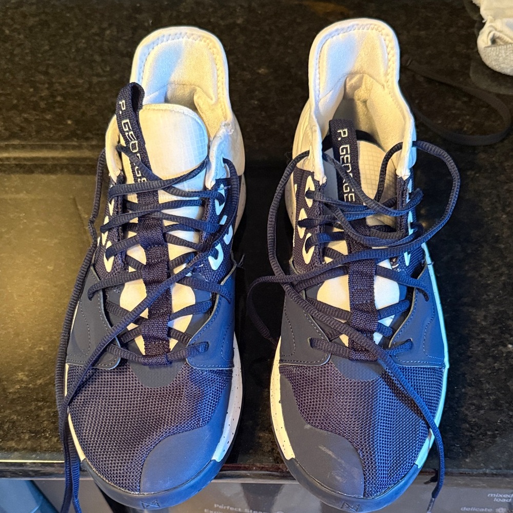 Nike P George Navy and White Basketball Sneakers- Barely worn